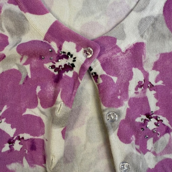 Charter Club Women's XL Floral Cardigan 3/4 Sleeve Button Down Top - Picture 3 of 7